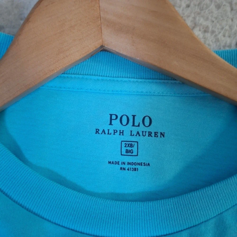 Polo Ralph Lauren Mens 2XB Big Blue Cotton Pocket T-Shirt Yellow‎ Pony Logo
